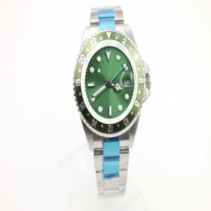 Men's Mechanical Watch 116710 Business Casual Modern Silver White Stainless Steel Case Green Side Ring Dial 4-pin 40mm Calend2401