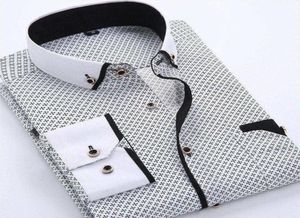 Camicie eleganti da uomo Designer Casual Slim Fit Camicia da lavoro a maniche lunghe Maschile Dot Stampa Autunno Camicie formali in cotone Uomo Nuovo Brand5008440