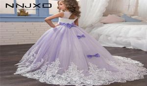 Elegancka sukienka księżniczka dla dziewcząt Wedding Purple Tiul Lace Long Girl Dress Party Bridesmaids Formalne suknia dla nastolatków 215197958