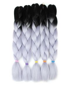 Ombre Due colori mix Kanekalon Intrecciare i capelli Sintetici Jumbo Intrecciare le estensioni dei capelli 24 pollici Crochet Trecce Capelli sfusi Wholesal2682456