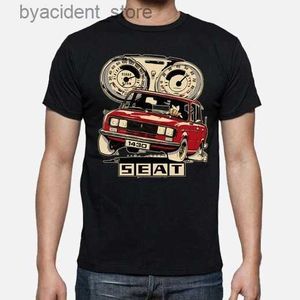 T-shirt da uomo Vendita calda Vintage Classic Spagna S E A T 1430 Cartoon Car T Shirt.Nuova maglietta da uomo casual a maniche corte con o-collo in cotone 100% L240304