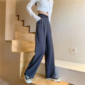 Capris Fashion Loose Office Lady Thin Wide Leg Pants Summer High Waist Elastic Women 4xl Casual Korean Straight Trousers New