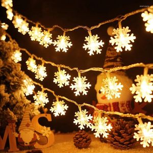 Cordas Floco de Neve Natal Luzes LED String Garland 2024 Decoração Navidad Ano Decorativo Feriado Fada Luz