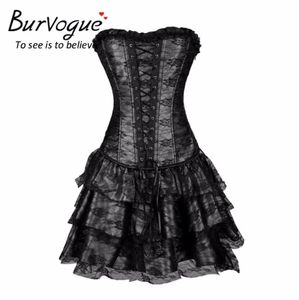 Sexy Steampunk Corsets and Bustiers Burlesque Gothic Lace Steampunk Corset Dress Plus Size Costume Floral Bustier Dress8523778