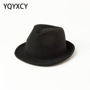 Ull fedora hatt höst vinter hattar för kvinnor män unisex flänsande mode jazz cap file hattar topp vintage damer röda svart270w