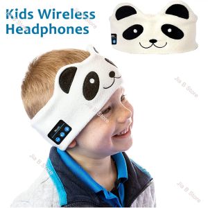 Hörlurar/headset Animal Kids Trådlösa hörlurar Sov ögonmask Bluetooth Headband Volym Begränsad med tunna högtalare tvättbara mjuka fleece öronsnäckor