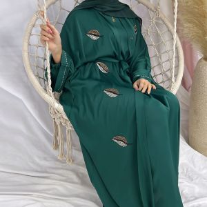 Sets Y2K Banquet Gown Kimono Embroidered Dress Robe Dubai Open Abaya Women Muslim Dress Islamic Clothing Caftan Abaya Cardigan