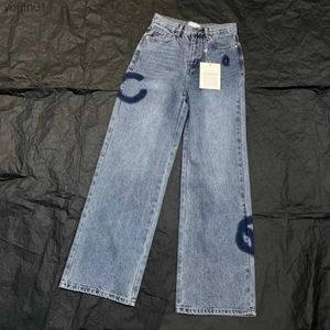 Kvinnors jeans kvinnors jeans hög midja designer rakt genom breda benbyxor visar tunna kvinnor avslappnade byxor storlek s-l 240304