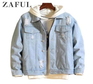 ZAFUL JEAN JACKETS COATS MEN DETACHABLE DESTURE WASH OUTERWEAR 2019 Winter Hip Men Trendy Fashion Bomber Ripped Denim Jacket9340551