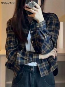 Hemd Shirts Frauen Plaid Vintage Casual Einreiher Allmatch Beliebte Minimalistische Studenten Herbst Bequem Heißer Verkauf Koreanischen Stil