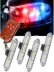 Kablosuz uzaktan 4x3led Ambulans Polis Işığı DC 12V FROSE UYARI IŞIĞI Acil Durum Işığı Yanıp Sönen İtfaiyen Işıklar1957398