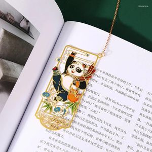 Kinesisk stil panda metall bokmärke Tassel Pendant Klassisk bokklipp målade pagination Mark Creative Stationery Student Gift