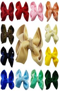 5quot Velvet Boutique Chunky Hair Bow Click EmerWear Girl 16pcs Lot1868053