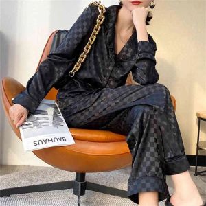 Spring and Autumn Ice Silk Pyjamas Ins Black White Home Clothes Can Wear Outside ,Fashion Pajama Set Women