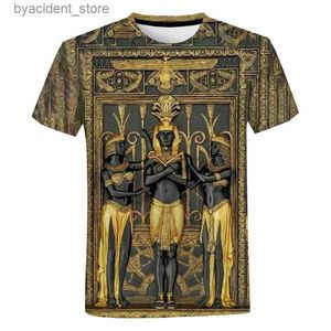 メンズTシャツ2022古代エジプト3DプリントTシャツエジプトハラジュクストリートウェアTシャツ男性女性ファッションカジュアルクールティートップL2403044