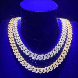 12mm Iced Out Miami Sharp Prong VVS Moissanite Diamond Cubic Zirconia Box Clasp Thick Cuban Link Choker Chain Necklace