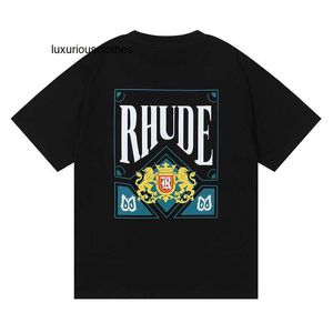 Mäns t-shirts 23SS nya Rhude Mens T-shirt högkvalitativ tess designer casual mode kort ärm Europe Amerika män kvinnor runda nack thester oss storlek s-xxl