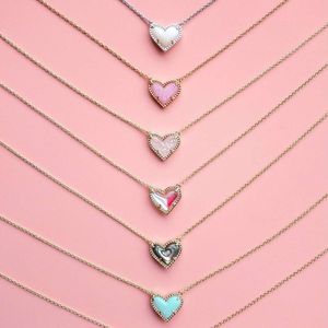Desginer Kendras Scotts Halsband smycken Kvinnor Ny produkt Justerbar KS Peach Heart Stone Natural Love Halsband med krage kedja
