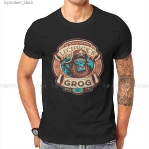 Erkekler tişörtleri grog zanaat bira o boyun tshirt oyun lechuck elaine guybrush saf pamuk klasik tişört mans üstleri büyük boy l240304