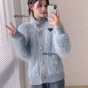 Inverted Triangle Sign Paradd Women Sweater Luxury Brand Knitted Cardigans Sweater Pink Hounds Tooth Knit Long Sleeve Oversized Jumper Coats 562