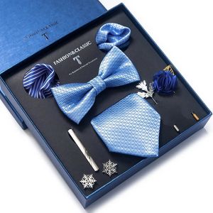 Cravatta di moda per uomo regalo di festa cravatta fazzoletto da taschino set di gemelli scatola di cravatte accessori da sposa punto grigio scuro uomo 240301