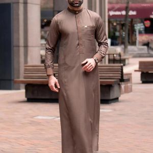 Etnisk klädkönslös islamisk stil muslimsk tryckt mantel lös enkel fast färg Mellanöstern arabisk långärmad unisex