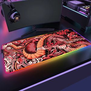 Pad 900x400 RGB Drago Cinese Gaming Mousepad Desk Pad Pc LED Tappetino per tastiera Gamer Mouse Pad HD Luminoso Tappetino per mouse Tappetini per mouse di design