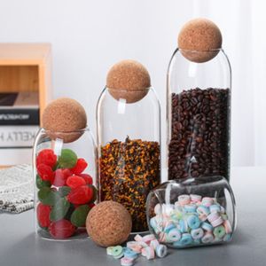 Sealed Ring Bottles Kitchen Storage Box Transparent Food Canister Keep Fresh Container with Ball Cork Lid