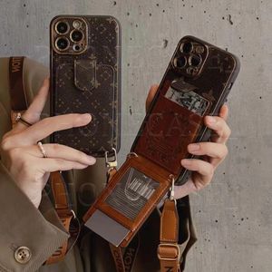 Beautiful iPhone Phone Cases 15 14 Pro Max Luxury Leather Card Slot Crossbody Hi Quality Purse 18 17 16 15pro 14pro 13pro 12pro 13 12 11 Case with Logo Box Woman Man CR