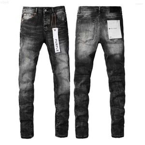 Herren Jeans Herren 2024 Lila für Männer Marke Patched White Slim Streetwear Washed Destroyed Hole Denim Lange HosenBWMI