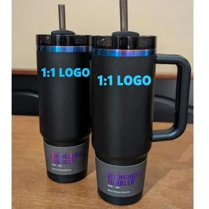 Mugs New 40oz Mugs Tumbler With Handle Insulated Tumblers Lids Straw Stainless Steel Coffee Termos Cup With Logo