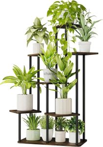 Andra trädgårdsbyggnader Tall Plant Stand inomhus 7 Tier Stor metallväxthylla för flera växter Tiered Black Flower Stand for Patio Garden YQ240304