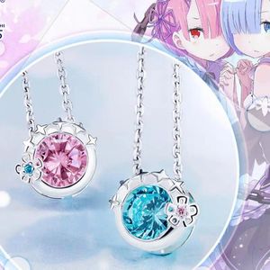 Pendant Necklaces Re Kara Hajimeru Isekai Seikatsu Lucky Stone Necklace S925 Sterling Silver Ram Rem Costume Jewelry Birthday Gift