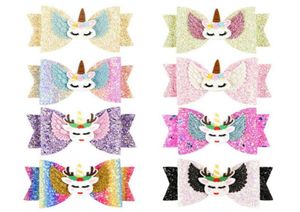 35 tum hårklipp Unicorn Wing for Girls Children Barrettes Multilayer Glitter Ows Handgjorda hårnålar8094154