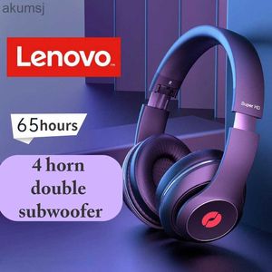 Cell Phone Earphones Lenovo Percussion Speaker High Sound Quality 5.3 Bluetooth Headphone Head-Mounted Wireless Computer Game Noise Reduction Headset YQ240304