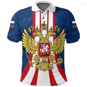 Men's Polos Russia Flag Map 3D Print Polo Shirts For Men Clothes Russian National Emblem Shirt Sport Jersey Casual Boy Lapel Tops