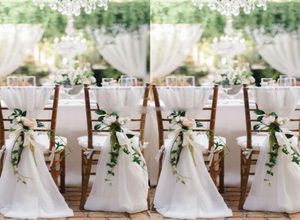 besat Quality White Chiffon Chair Sashes Fast Party Chare Gauze Back Sash Chair Decoration Covers Party Wedding Suppies7606694