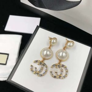 Designer-Ohrringe mit großen Perlen, baumelnd, Diamant-Modeschmuck, Hochzeitsgeschenk, Ohrringe2024