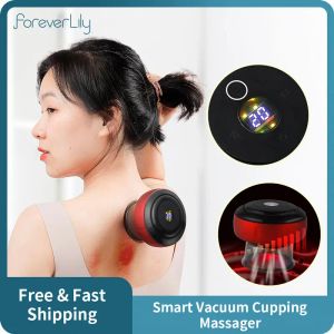 Relaxation Electric Vacuum Cupping Massager 12 Gears Strong Suction Guasha Red Light Hot Compress Relax Muscle Relieve Fatigue Scraping Cup