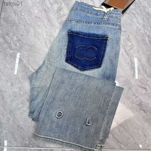 Kvinnors jeans designer byxor jeans broderade nio poäng denim byxor lyxiga fit jeans mode rak ben jean byxor 240304