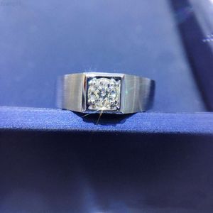 Anello semplice in moissanite alla moda in oro massiccio 18 carati in fede nuziale da uomo in oro bianco 18 carati