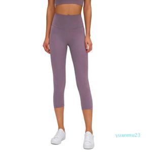 L102 Enge Sport-Capri-Leggings für Damen, sexy, Yoga, Bauchkontrolle, 4-Wege-Stretch-Stoff, nicht durchsichtig, hochwertige Fintess-Hose