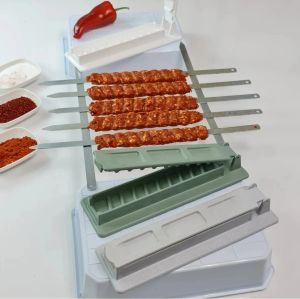 Skewers BBQ Meat Skewer Maker Plastic Reusable Convenient Barbecue Skewer Machine Easy Operation Meat Skewer Prepare Tools Accessories