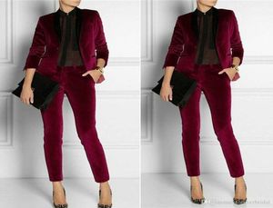 2020 Burgundy Velvet Women Ladies Suit 2 Pieces Mother of the Bride Suits Formal Business Women039s Office Dress For Wedding MD7543239