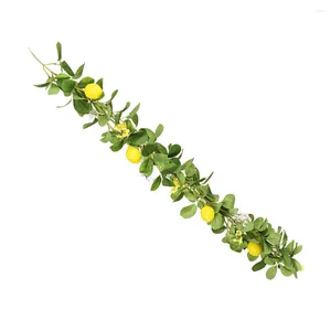 Dekoratif çiçekler baston bitki çelenk ön kapı simülasyonu yaz çelenk yapay meyve ipek çiçek dekor sarı