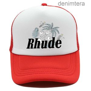 Zielona siatka patchwork baseball czapka kobiety haft haft unisex kolekcje Rhude Kolekcje swobodne ciężarówek regulowany Rhude Bonnet 14B9