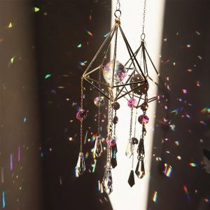 Filmkristaller Big Wind Chime Prism Sun Light Catcher Handgjorda smycken Garden Hängande hänge prydnadsfönstergardin Heminredning