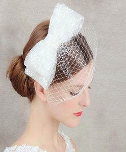 2019 sexy branco rosto véu camadas simples tule véu de casamento grande arco gaiola pássaro acessórios casamento véus de noiva para vestido de casamento br6610617