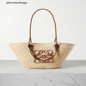 Loewwes Anagrams Basket Off the Shelf Cowhide Logo Lafite Woven Shoulder Handbag Genuine Generation Rj