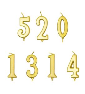 Gilded Number Pattern Birthday Cake Candle paraffin Golden Children Anniversary Party Decoration with PVC box5999896